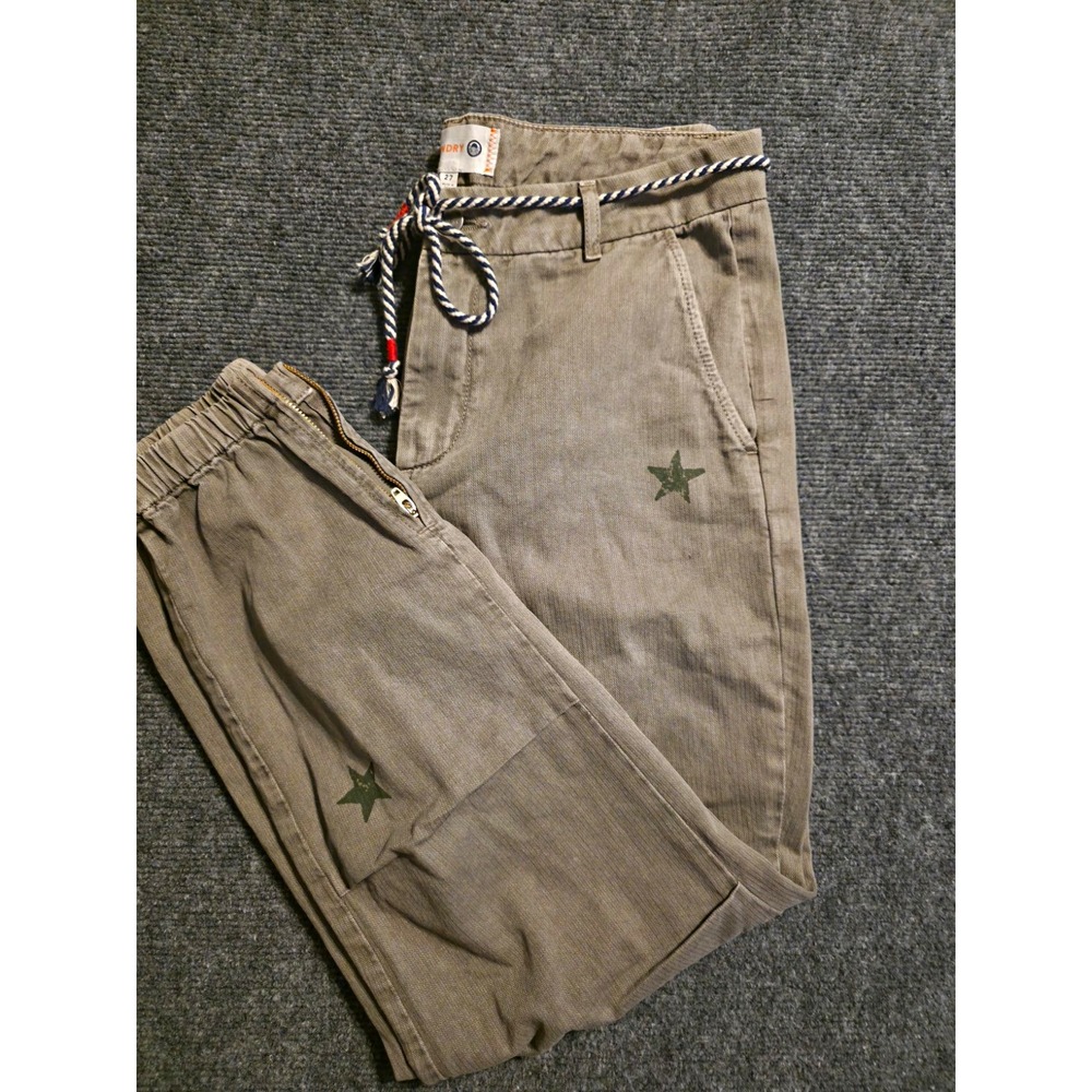 Sundry Gray Star Print Jogger Pants Cotton Herringbone Women Size 27